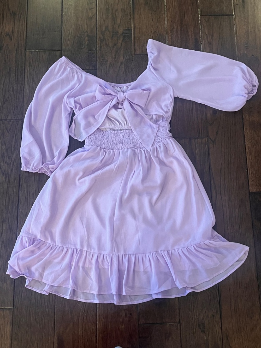 Lavender Puff Sleeve Mini Dress | Square Neck | Flowy Fit | Size Small / NWT - Picture 4 of 6